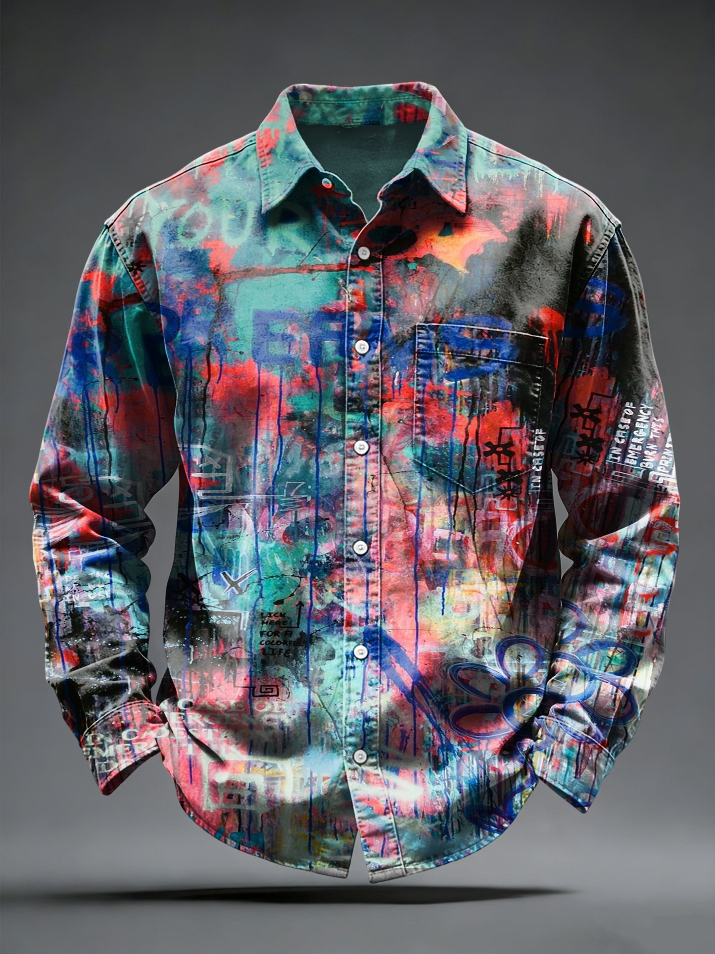 Camisa de moda con estampado artístico de graffiti para hombres