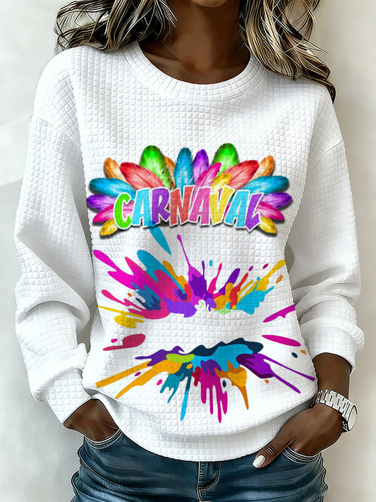 Sudadera de manga larga conmemorativa con estampado de carnaval español para mujer