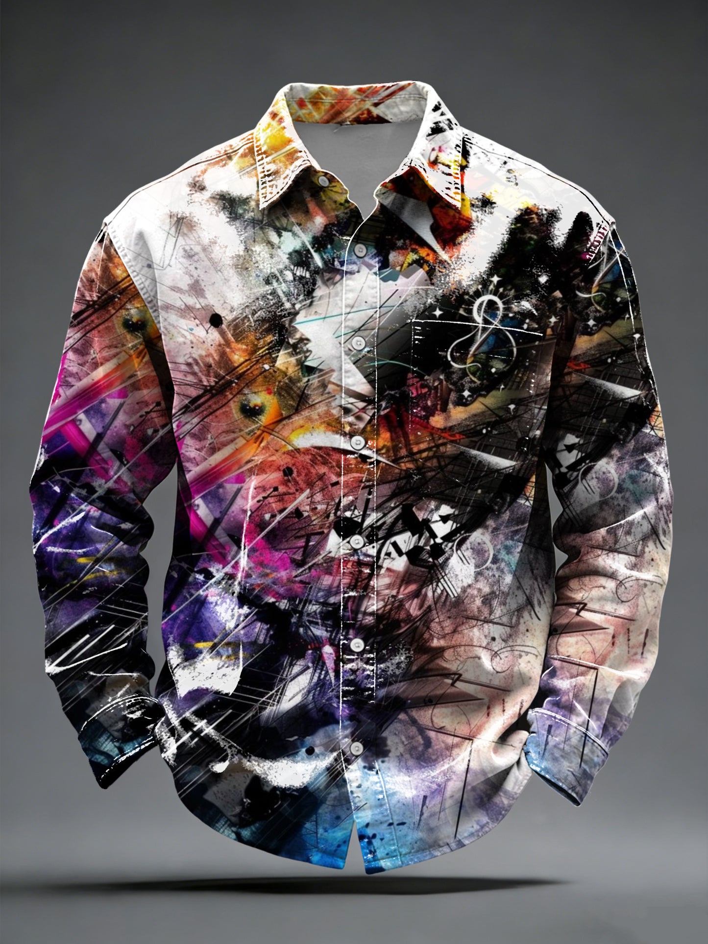 Camisa de botones de geometría abstracta colorida de los hombres