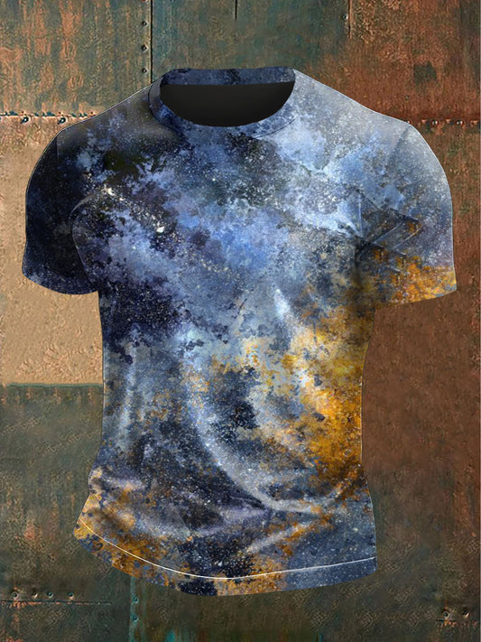 Camiseta casual con estampado de galaxia artística para hombre