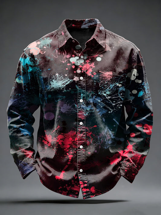 Hombres de Graffiti Art Print Rojo-Marrón Camisa