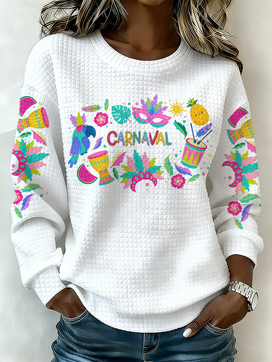 Camisa de manga larga para mujer con estampado inspirado en el carnaval español de Cádiz.