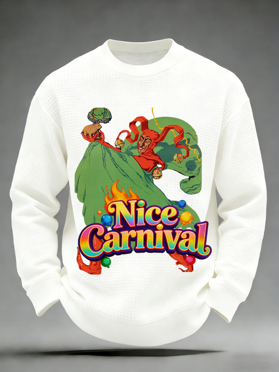 Camisa de manga larga para hombre con estampado de carnaval francés agradable