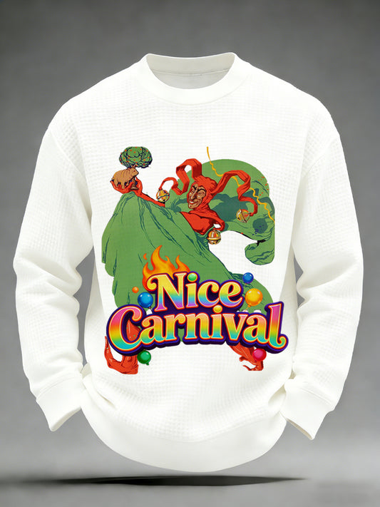 Camisa de manga larga para hombre con estampado de carnaval francés agradable