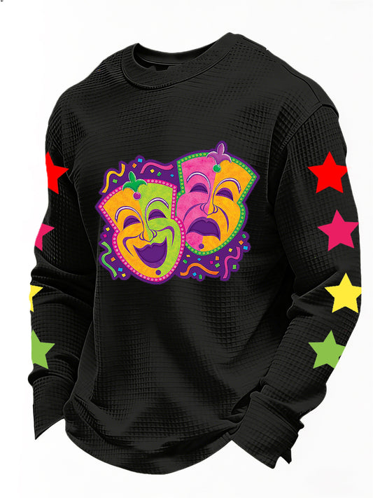 Camisa de manga larga para hombre con estampado de carnaval francés agradable
