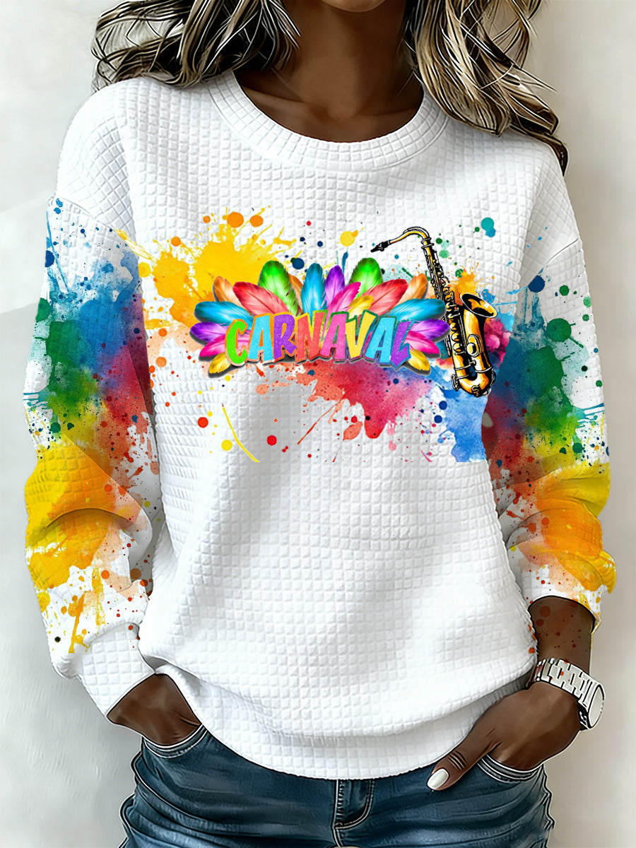 Camisa de manga larga para mujer con estampado inspirado en el carnaval español de Cádiz.