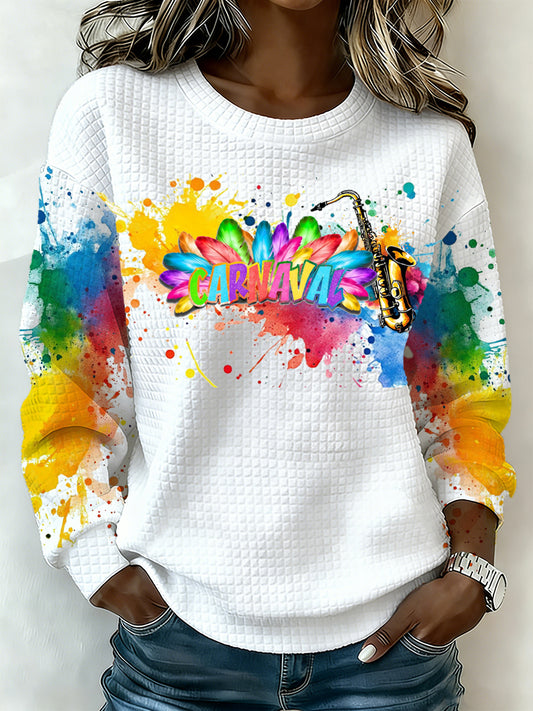 Camisa de manga larga para mujer con estampado inspirado en el carnaval español de Cádiz.