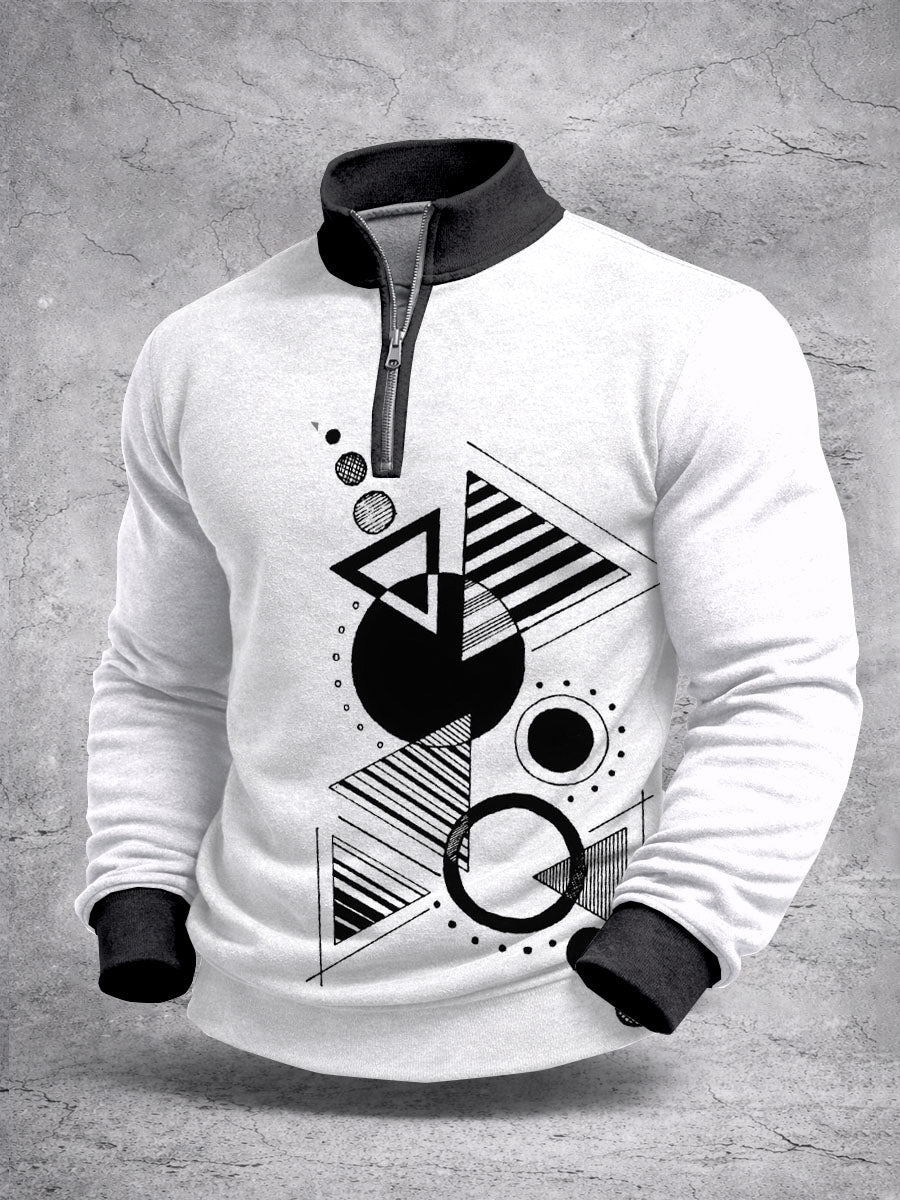 Sudadera de manga larga con estampado de bloques de color para hombres