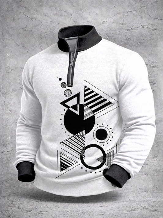 Sudadera de manga larga con estampado de bloques de color para hombres