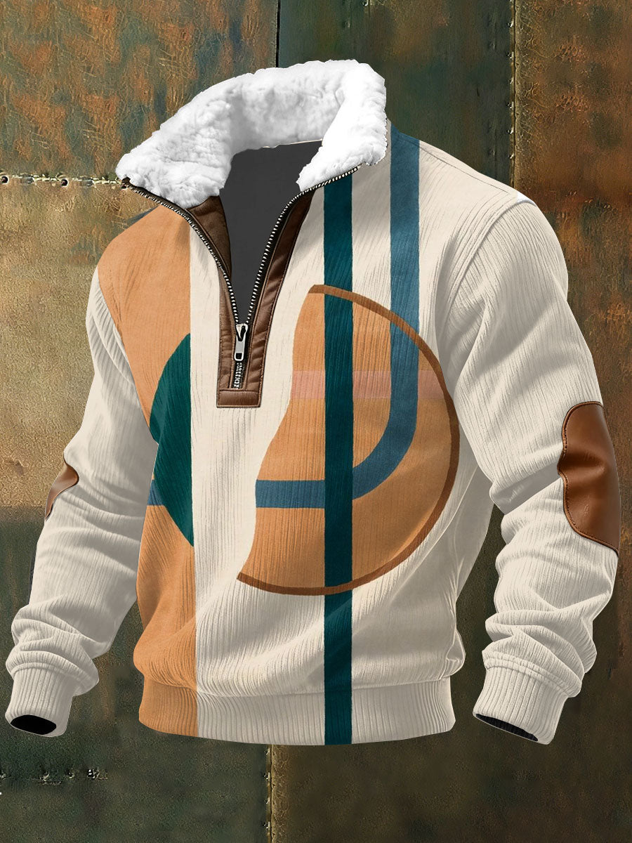 Sudadera de manga larga con estampado de bloques de color para hombres