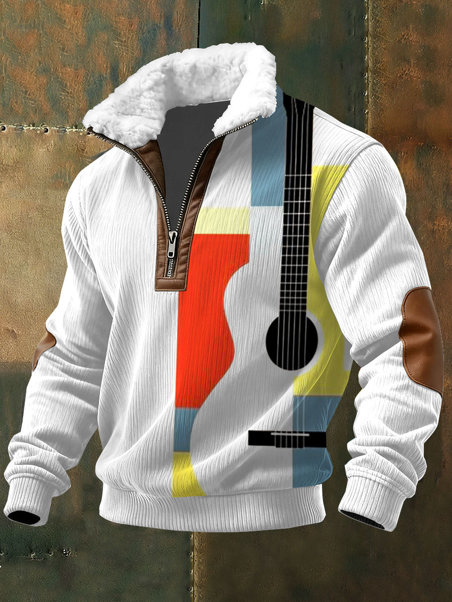 Sudadera de manga larga con estampado de bloques de color para hombres