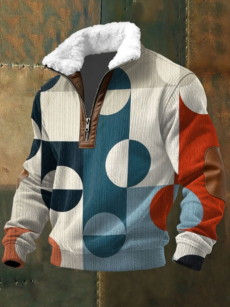 Sudadera de manga larga con estampado de bloques de color para hombres