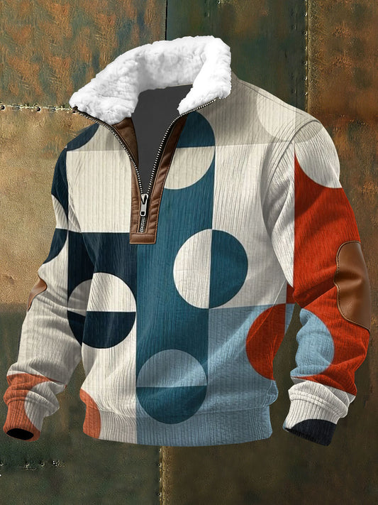 Sudadera de manga larga con estampado de bloques de color para hombres