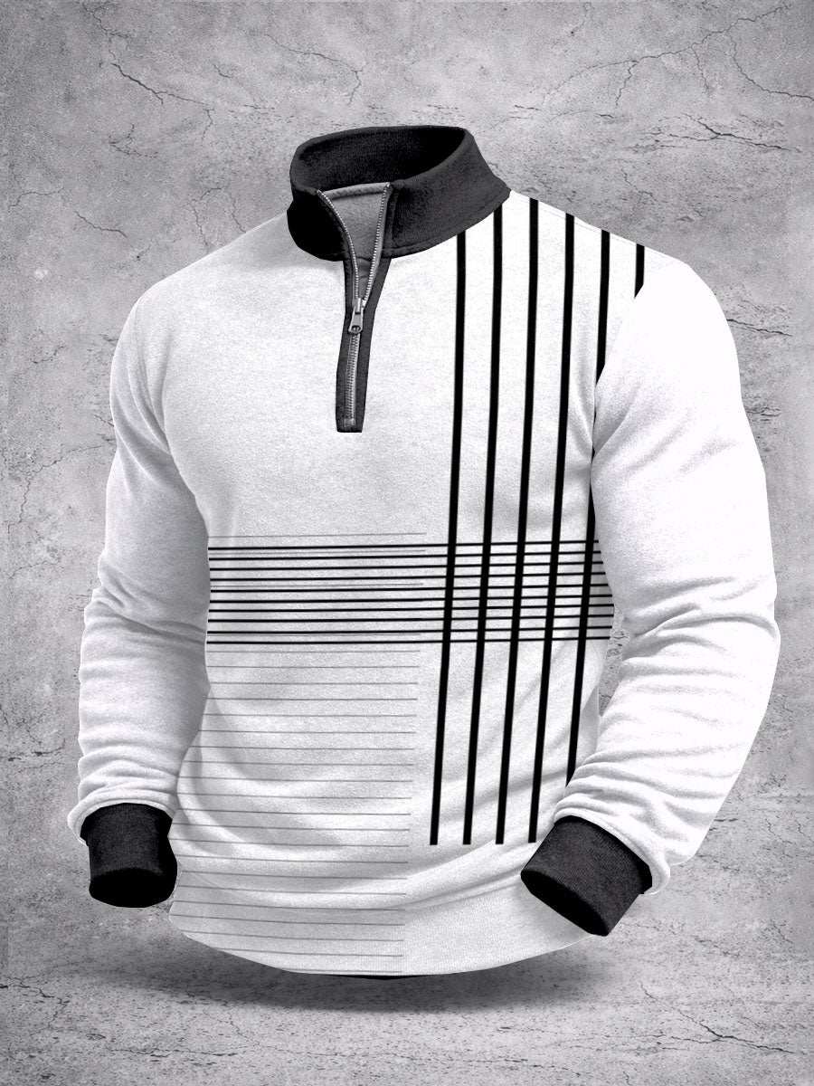 Sudadera de manga larga con estampado de bloques de color para hombres