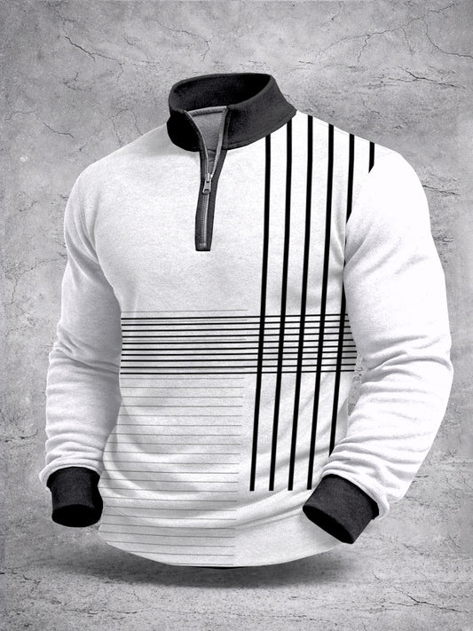 Sudadera de manga larga con estampado de bloques de color para hombres