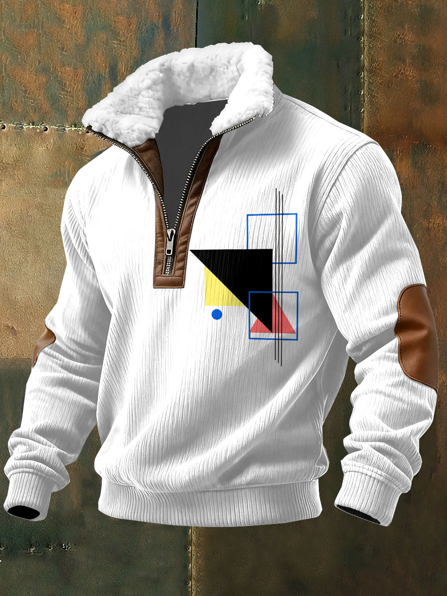 Sudadera de manga larga con estampado de bloques de color para hombres