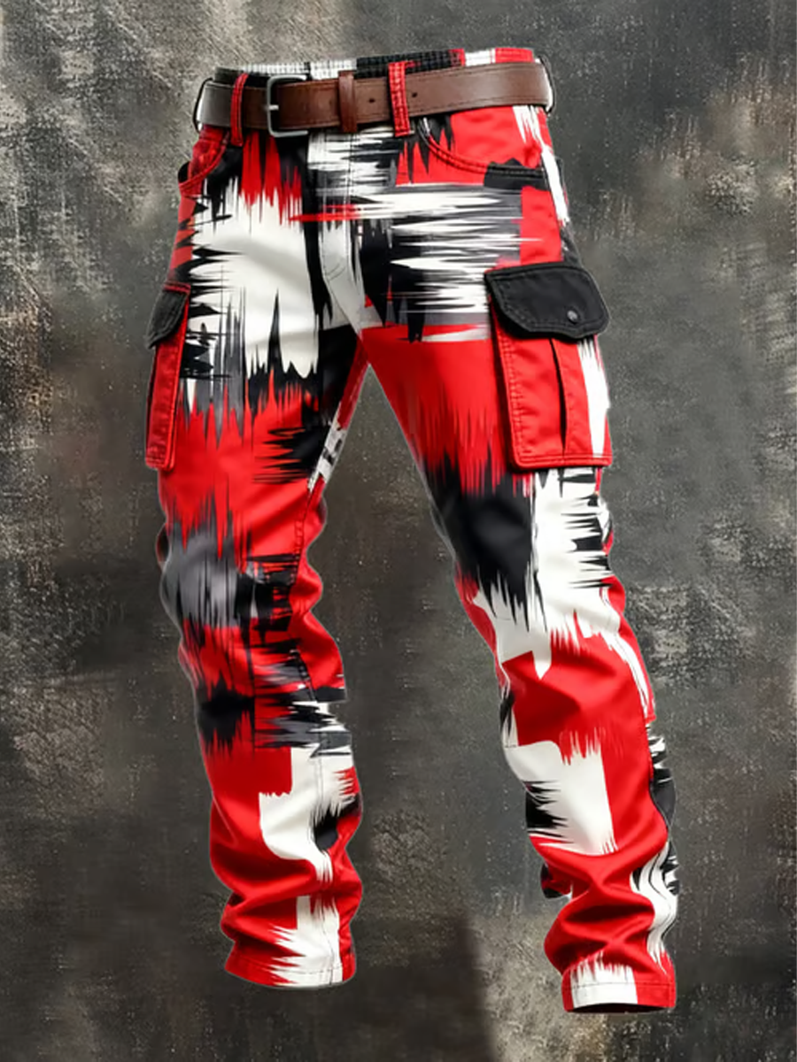 Pantalones de trabajo casuales de estilo de negocios retro estampado de carnaval de colonia para hombres