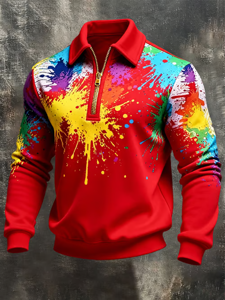 Sudadera con capucha y cremallera Cologne Carnival Print para hombre