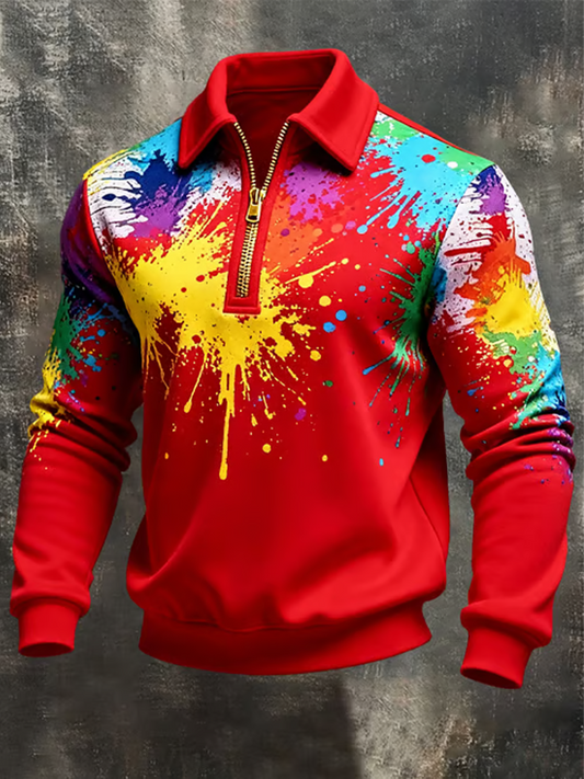 Sudadera con capucha y cremallera Cologne Carnival Print para hombre