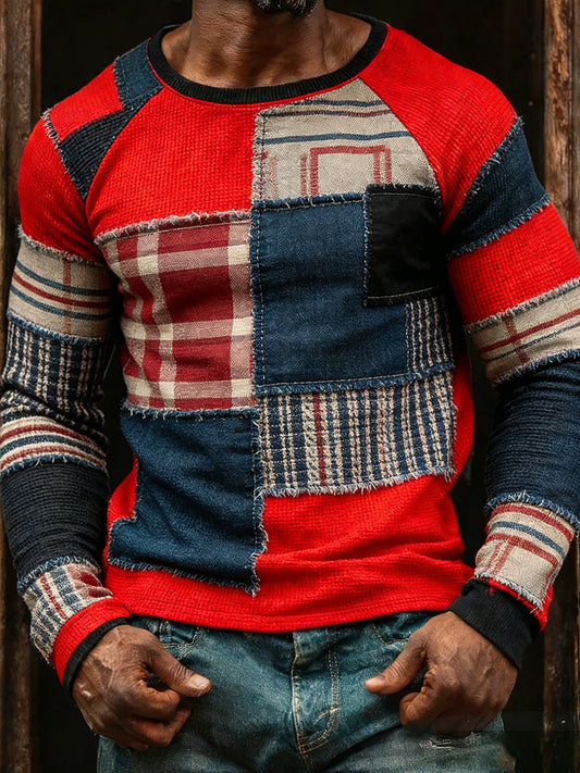 Top casual del arte abstracto del negocio de la vendimia de los hombres