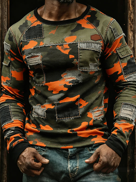 Top casual del arte abstracto del negocio de la vendimia de los hombres