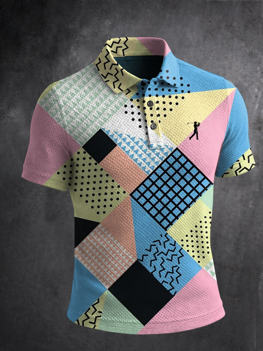 Polo casual impreso del estilo del negocio de la vendimia de los hombres Camisa