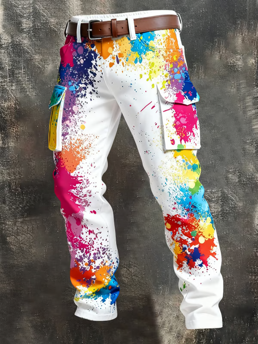 Pantalones de trabajo casuales de estilo de negocios retro estampado de carnaval de colonia para hombres