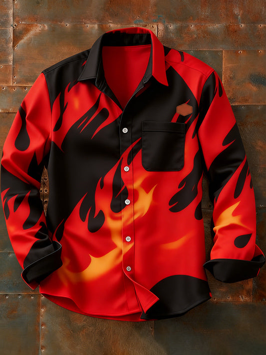 Estilo de vacaciones de negocios de los hombres Impreso Casual Camisa de manga larga