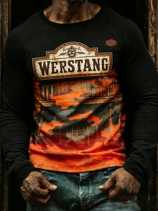 Top casual del arte abstracto del negocio de la vendimia de los hombres