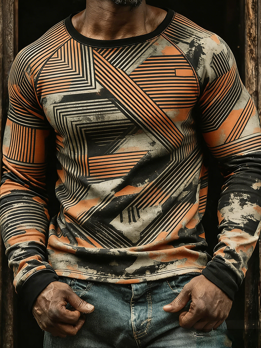 Top casual del arte abstracto del negocio de la vendimia de los hombres