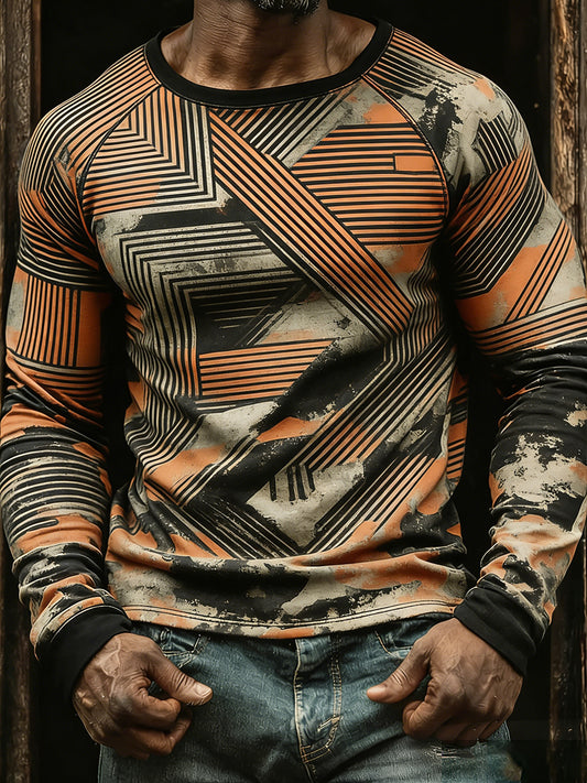 Top casual del arte abstracto del negocio de la vendimia de los hombres