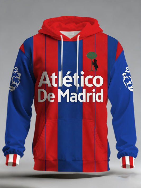 Hombres español La Liga Atlético Madrid Fútbol Apoyo Impreso Fan Sudadera con capucha