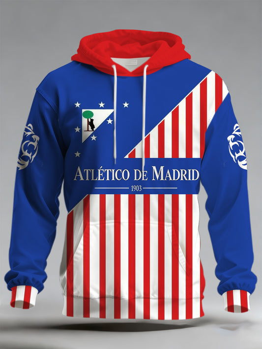 Hombres español La Liga Atlético Madrid Fútbol Apoyo Impreso Fan Sudadera con capucha