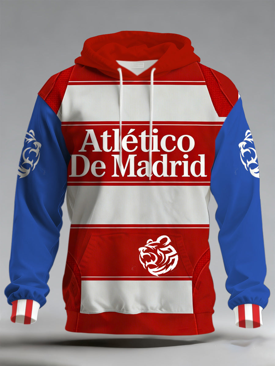 Hombres español La Liga Atlético Madrid Fútbol Apoyo Impreso Fan Sudadera con capucha