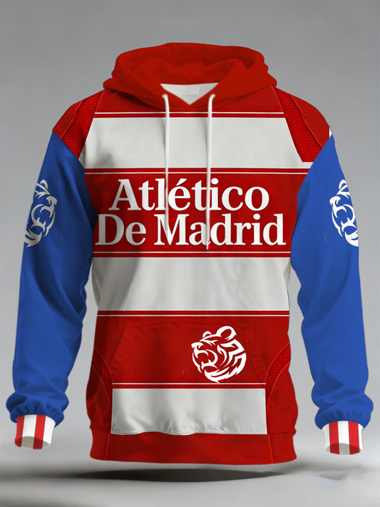Hombres español La Liga Atlético Madrid Fútbol Apoyo Impreso Fan Sudadera con capucha