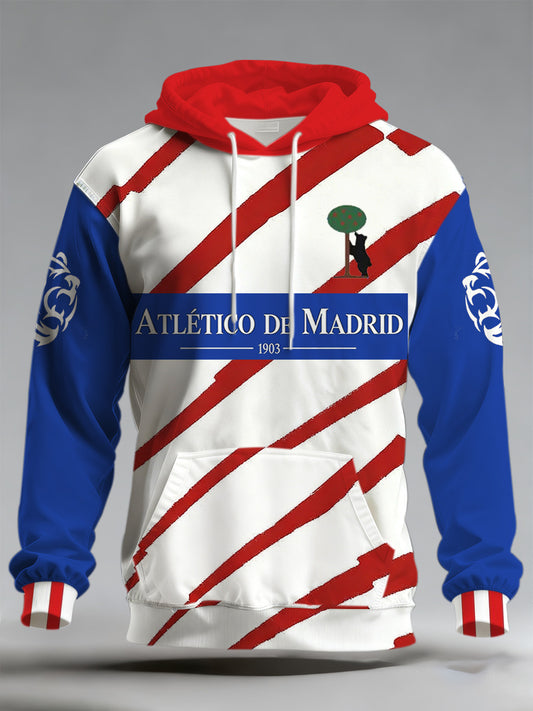 Hombres español La Liga Atlético Madrid Fútbol Apoyo Impreso Fan Sudadera con capucha