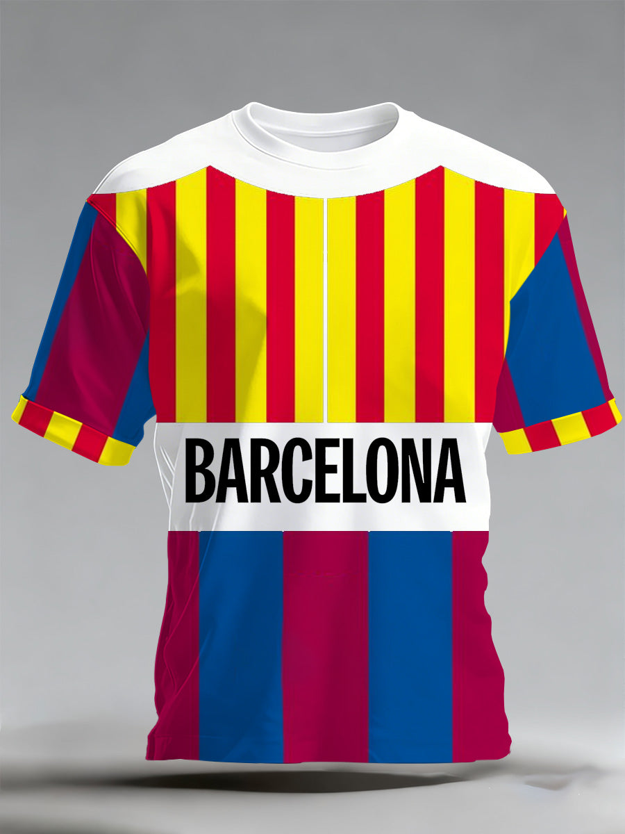 Camiseta para hombre Barcelona Football Cheering Print Fan