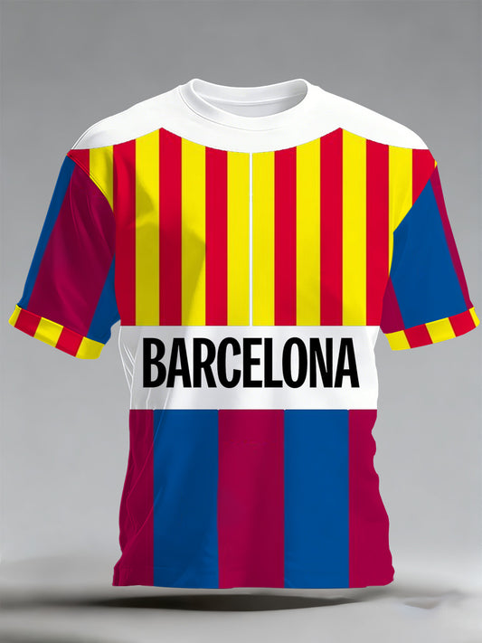 Camiseta para hombre Barcelona Football Cheering Print Fan