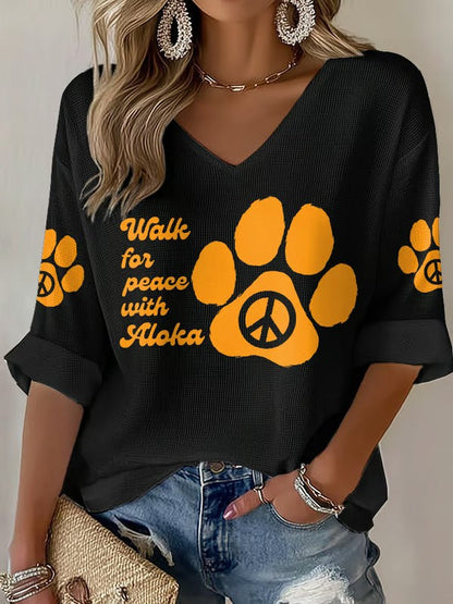 Camiseta para mujer Walk For Peace With Aloka Printed Waffle