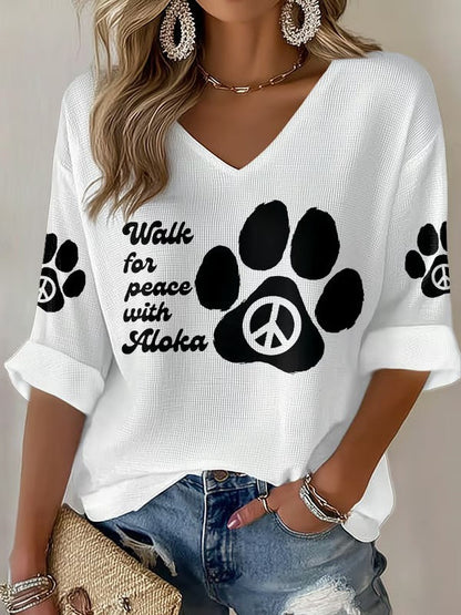 Camiseta para mujer Walk For Peace With Aloka Printed Waffle
