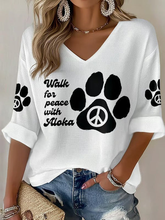 Camiseta para mujer Walk For Peace With Aloka Printed Waffle