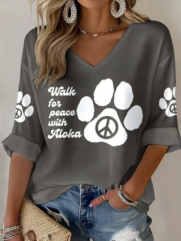 Camiseta para mujer Walk For Peace With Aloka Printed Waffle