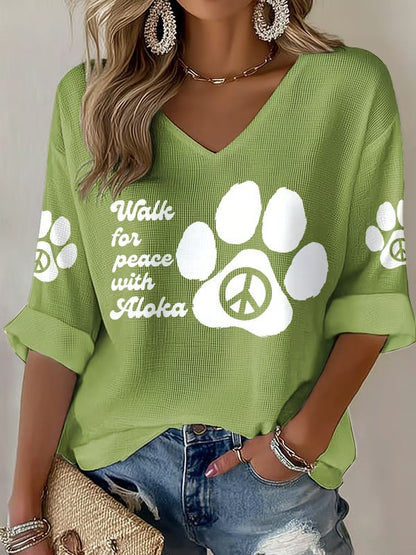 Camiseta para mujer Walk For Peace With Aloka Printed Waffle
