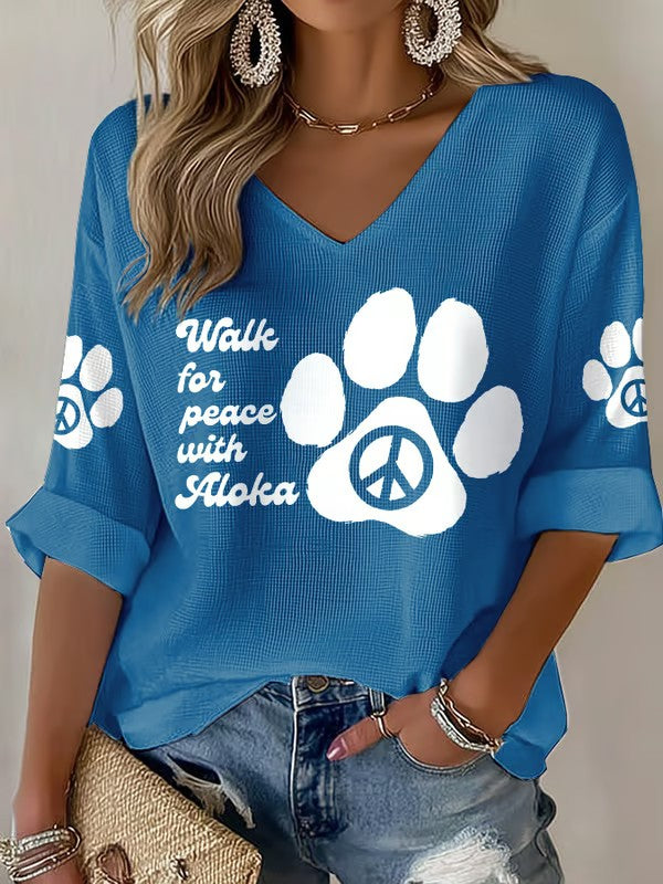 Camiseta para mujer Walk For Peace With Aloka Printed Waffle