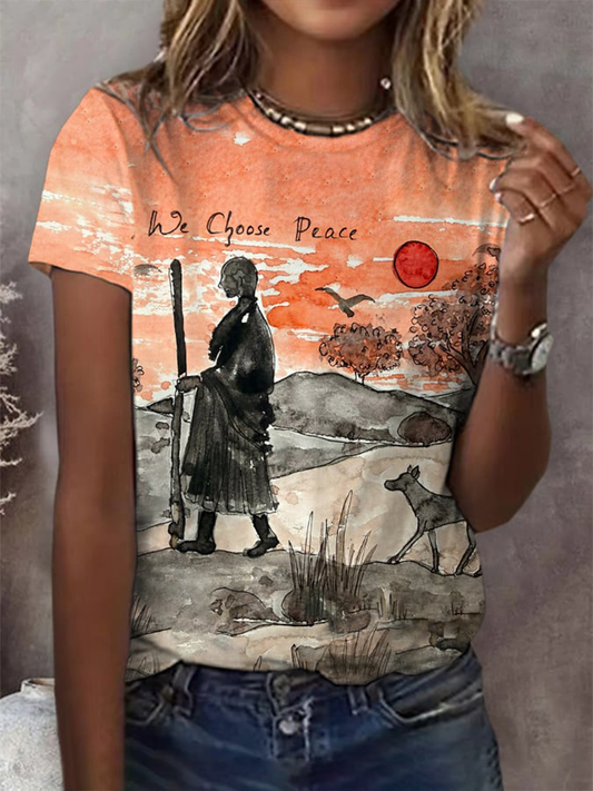 Camiseta de manga corta Walk For Peace para mujer