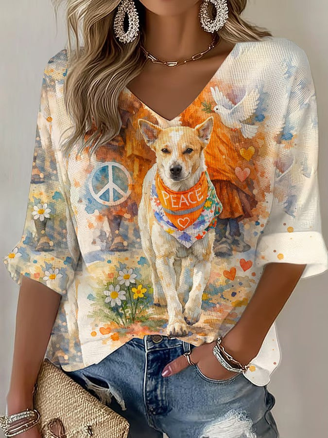 Walk For Peace Aloka Dog Camiseta estampada para mujer