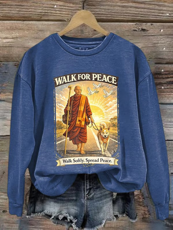 Paseo de las mujeres para los monjes de la paz con Aloka el perro de la paz impreso sudadera