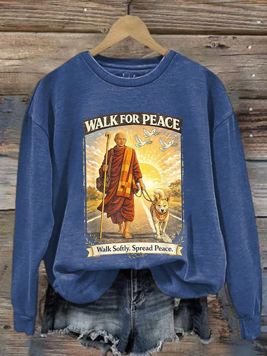Paseo de las mujeres para los monjes de la paz con Aloka el perro de la paz impreso sudadera