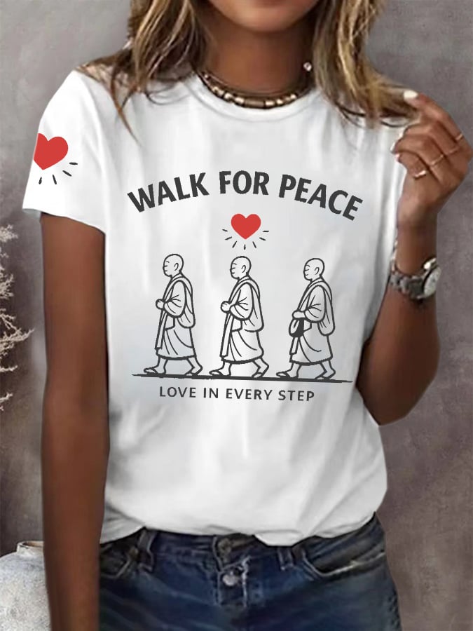 Mujer Walk For Peace Love In Every Step Camiseta estampada
