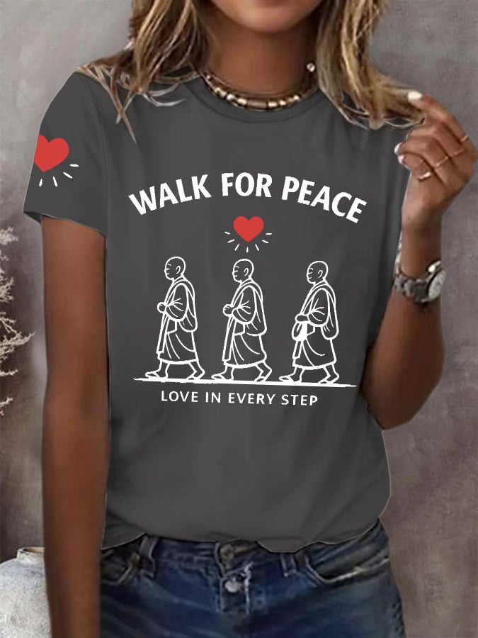 Mujer Walk For Peace Love In Every Step Camiseta estampada